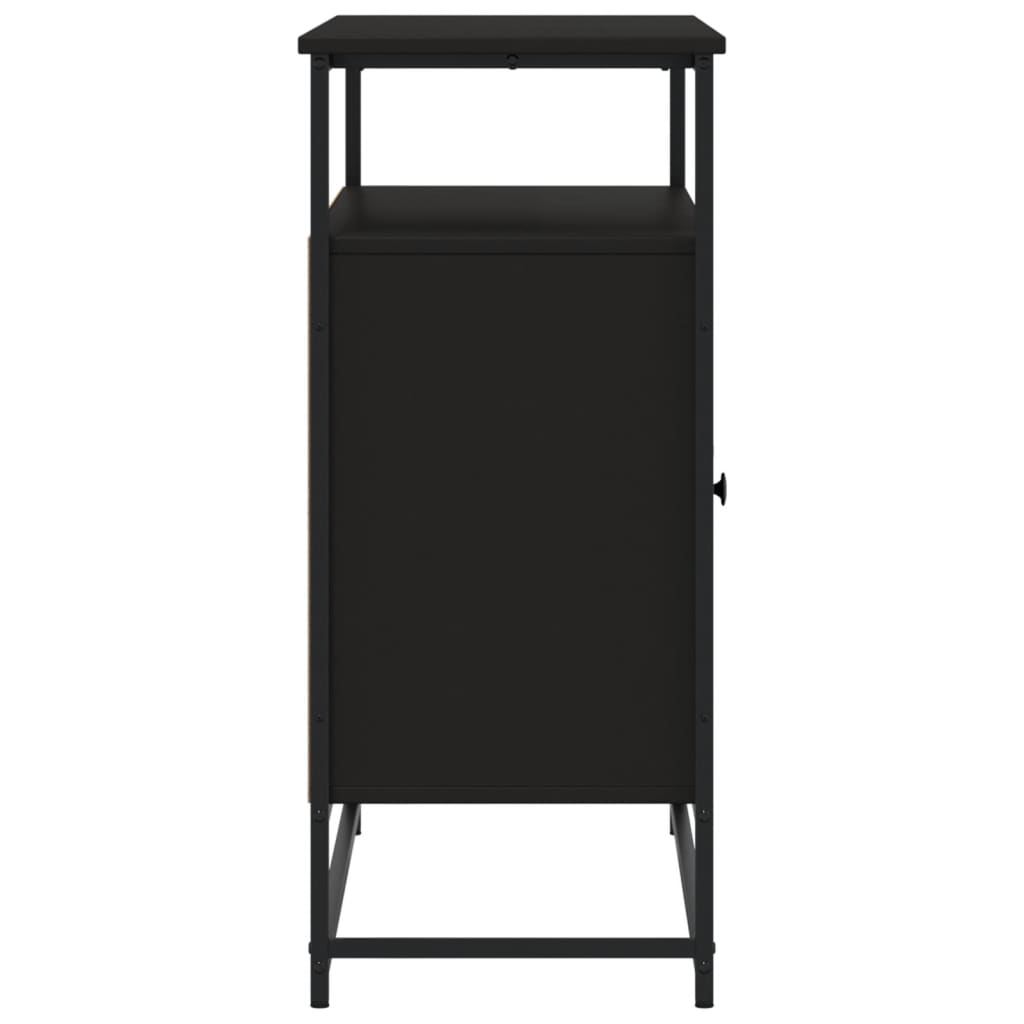 Industrial Wooden Sideboard Storage Cabinet Unit With 2 Doors & Open Shelves