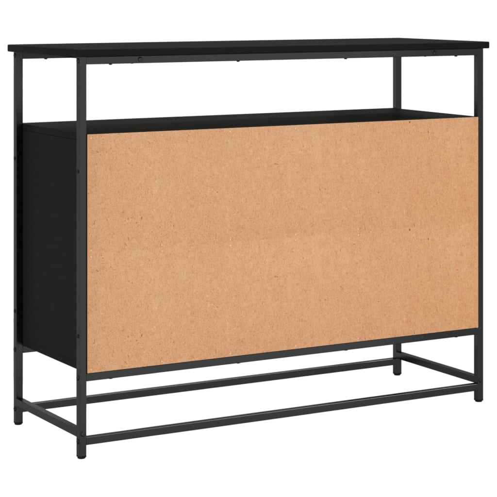 Industrial Wooden Sideboard Storage Cabinet Unit With 2 Doors & Open Shelves
