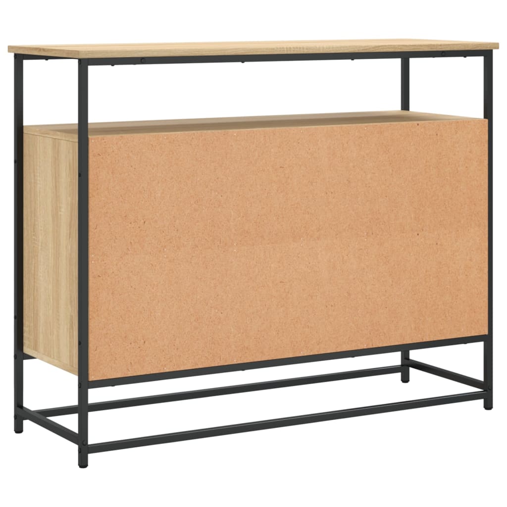Industrial Wooden Sideboard Storage Cabinet Unit With 2 Doors & Open Shelves