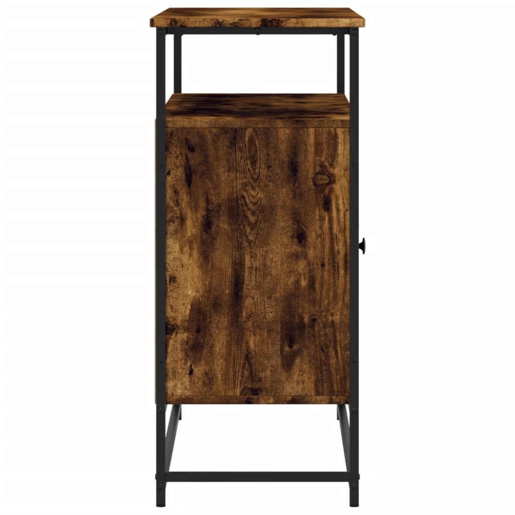 Industrial Wooden Sideboard Storage Cabinet Unit With 2 Doors & Open Shelves