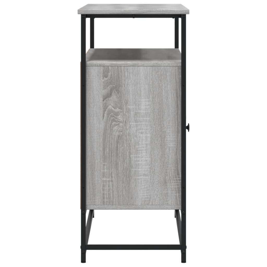 Industrial Wooden Sideboard Storage Cabinet Unit With 2 Doors & Open Shelves