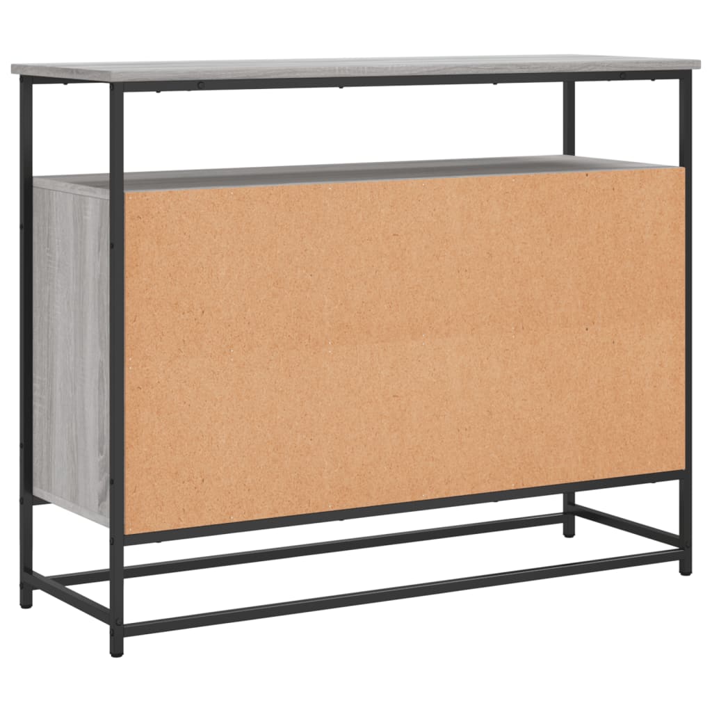 Industrial Wooden Sideboard Storage Cabinet Unit With 2 Doors & Open Shelves