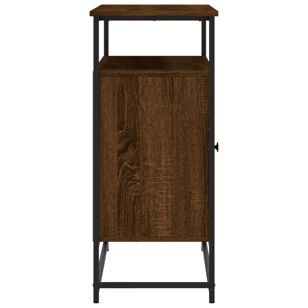Industrial Wooden Sideboard Storage Cabinet Unit With 2 Doors & Open Shelves