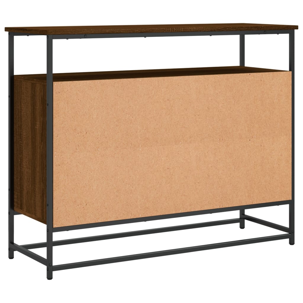 Industrial Wooden Sideboard Storage Cabinet Unit With 2 Doors & Open Shelves