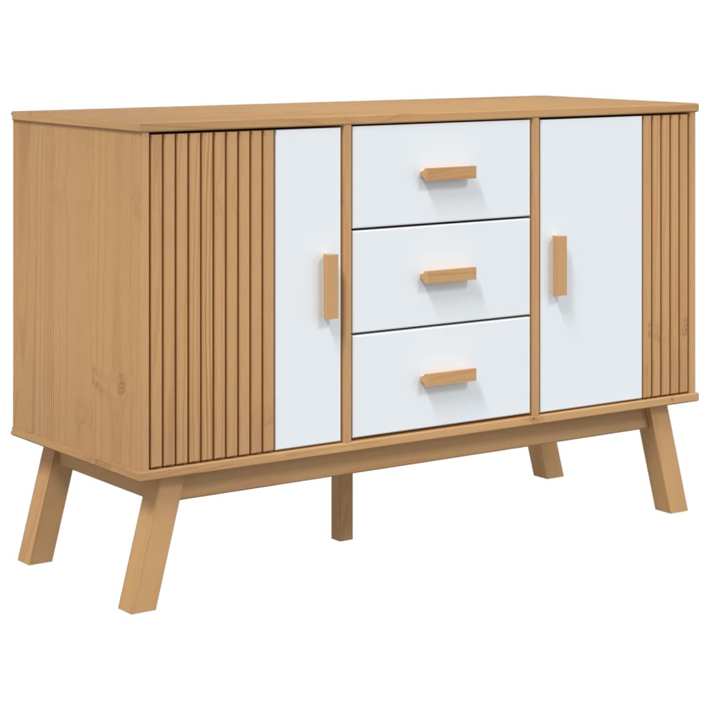 Sideboard OLDEN White and Brown 114x43x73.5cm Solid Wood Pine