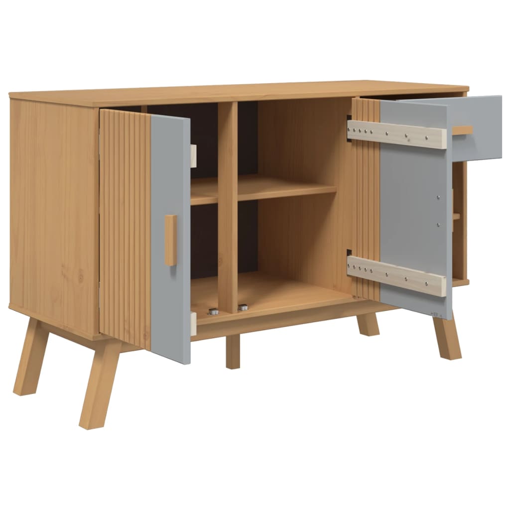 Sideboard OLDEN Grey and Brown 114x43x73.5 cm Solid Wood Pine