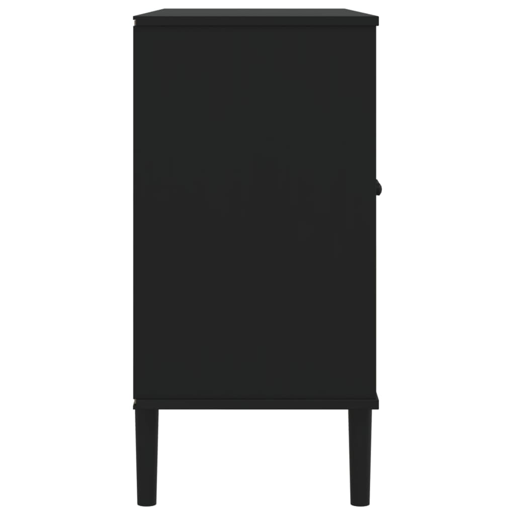 Sideboard SENJA Rattan Look Black 112x40x80cm Solid Wood Pine