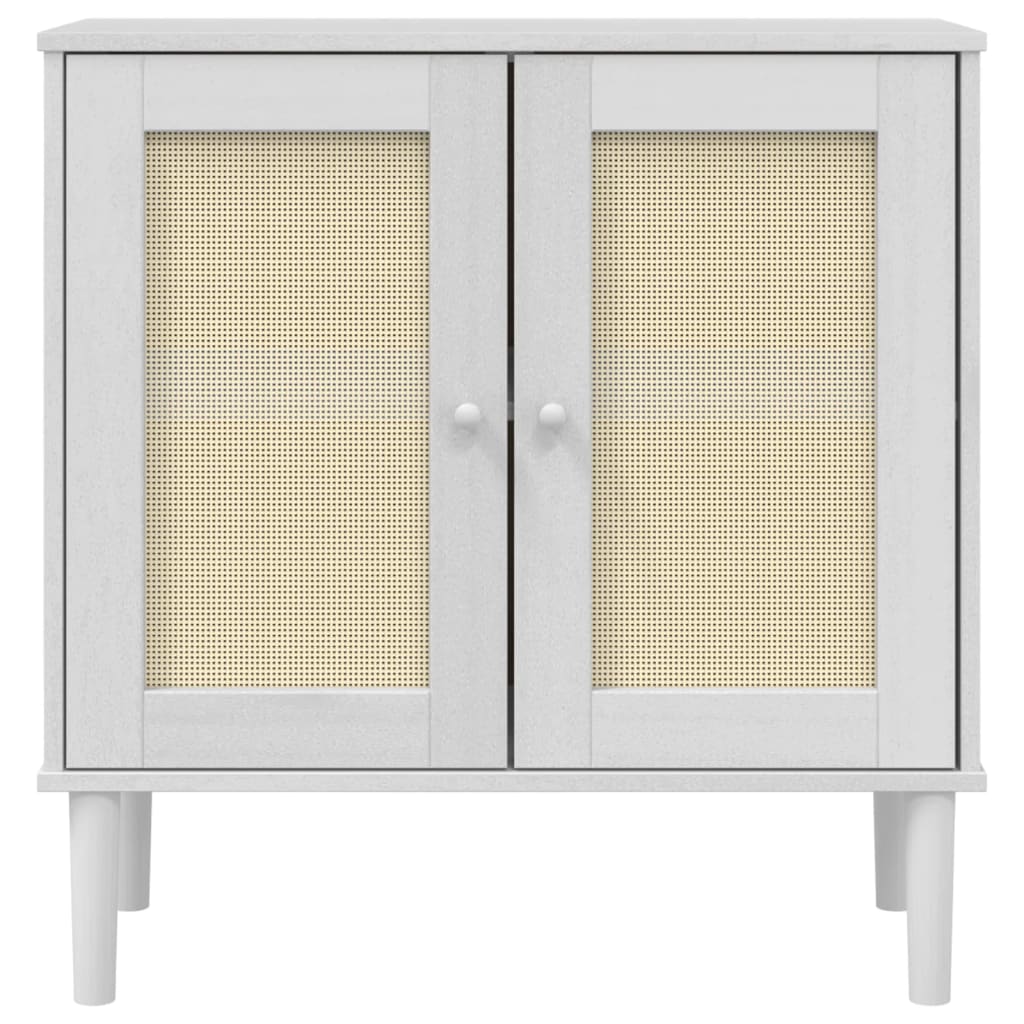 Sideboard SENJA Rattan Look White 80x35x80 cm Solid Wood Pine