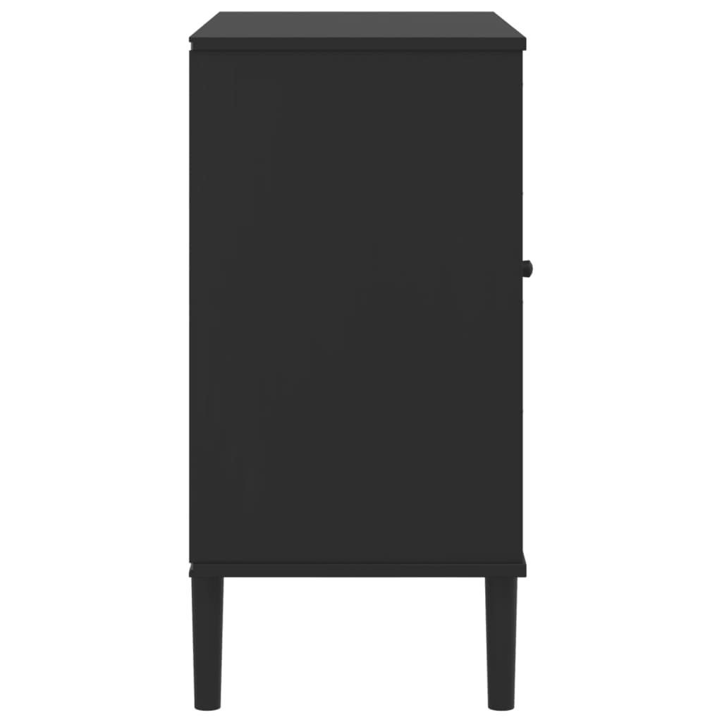 Sideboard SENJA Rattan Look Black 80x40x80 cm Solid Wood Pine