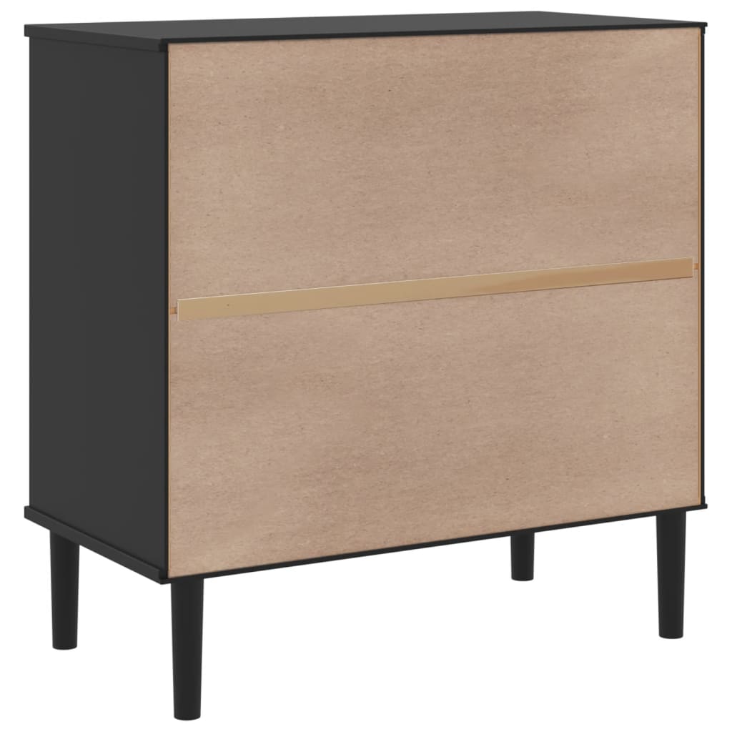 Sideboard SENJA Rattan Look Black 80x40x80 cm Solid Wood Pine
