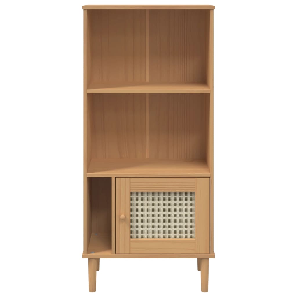 Bookcase SENJA Rattan Look Brown 60x35x130 cm Solid Wood Pine