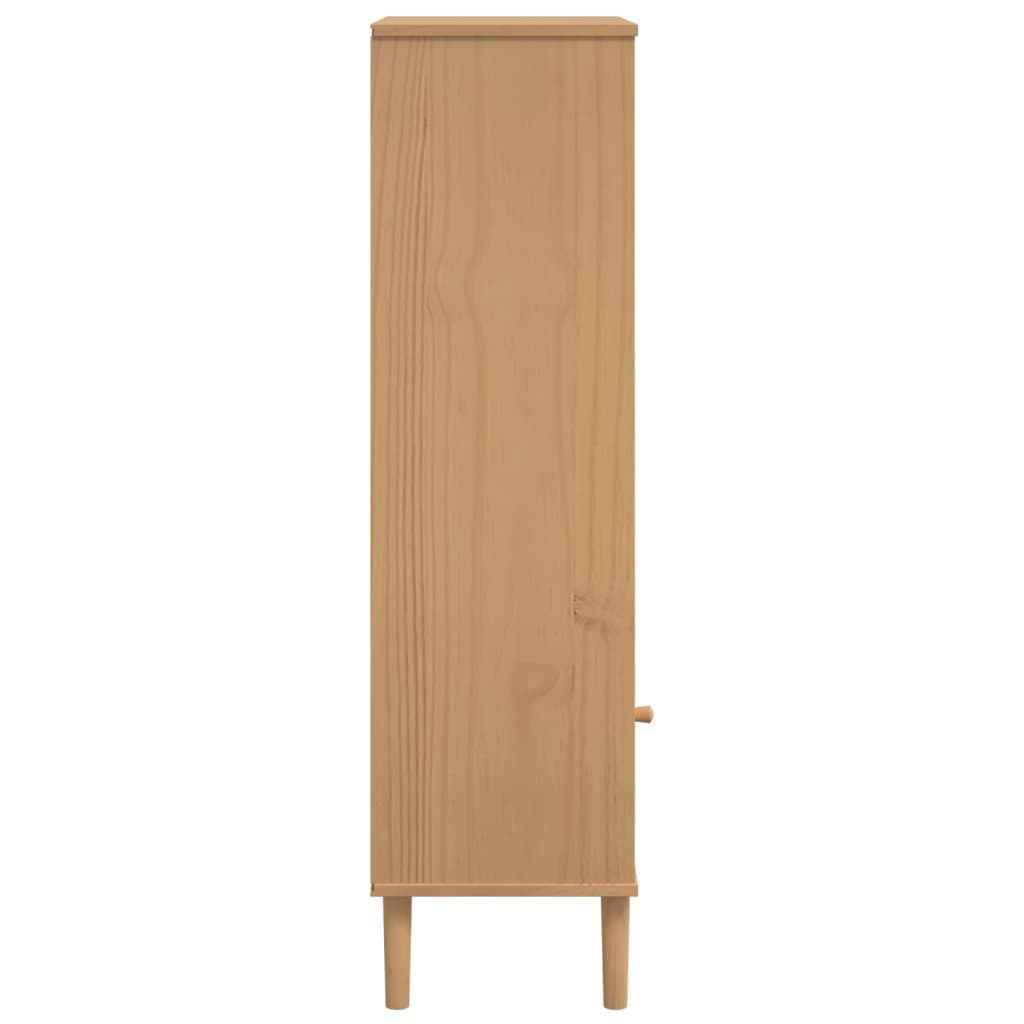 Bookcase SENJA Rattan Look Brown 60x35x130 cm Solid Wood Pine