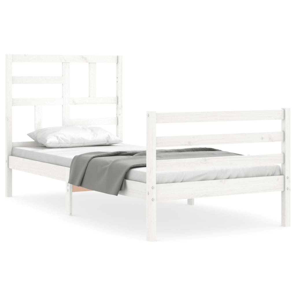 Bed Frame without Mattress White Small Single Solid Wood