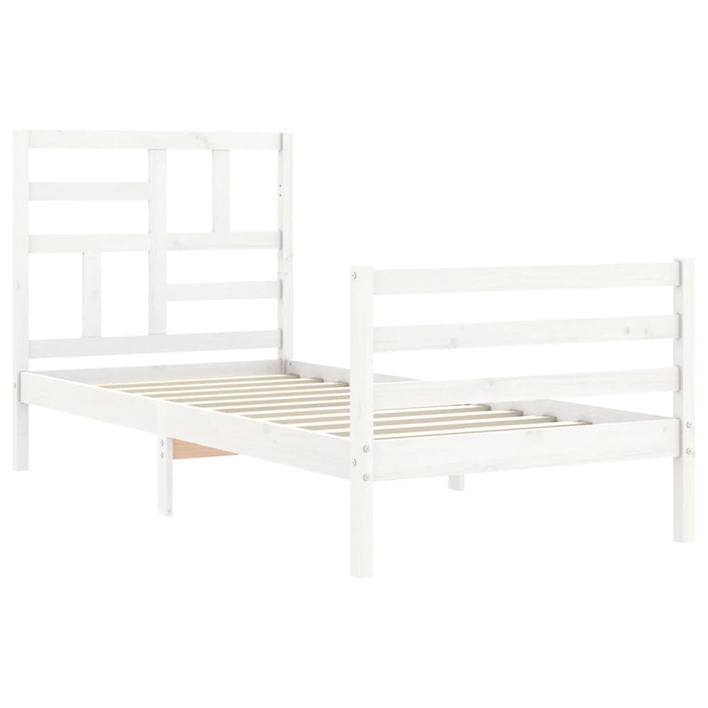 Bed Frame without Mattress White Small Single Solid Wood
