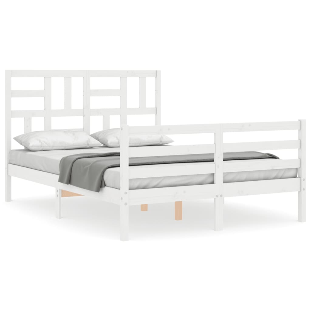 Bed Frame without Mattress White Small Double Solid Wood