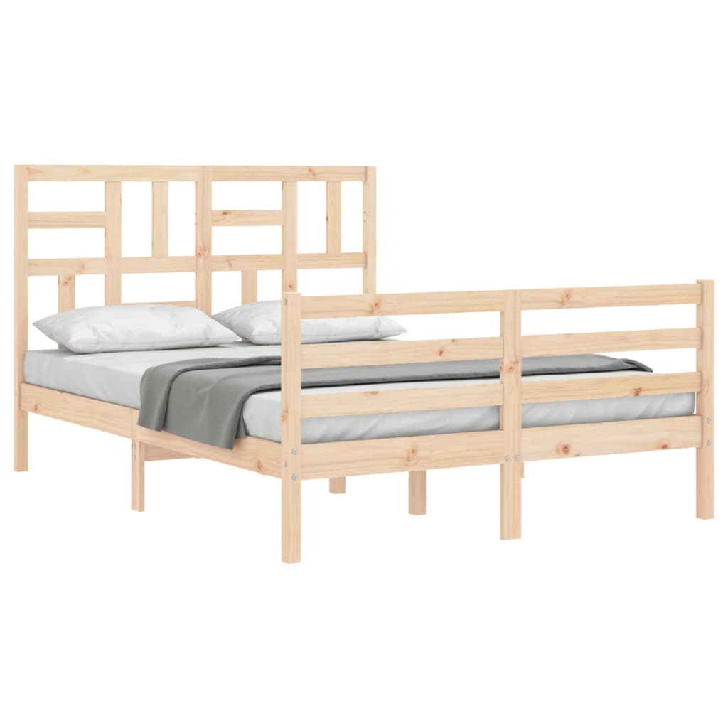 Bed Frame without Mattress Double Solid Wood