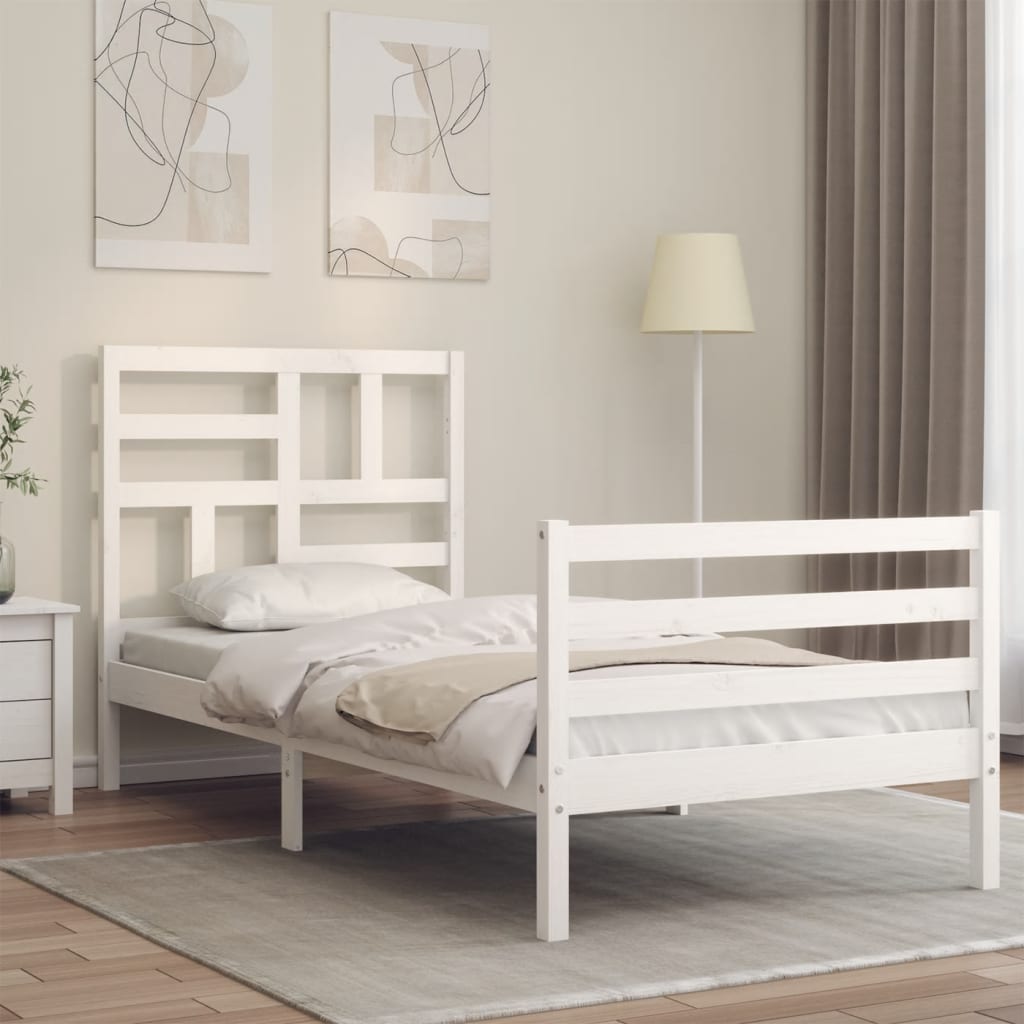 Bed Frame without Mattress White 90x200 cm Solid Wood