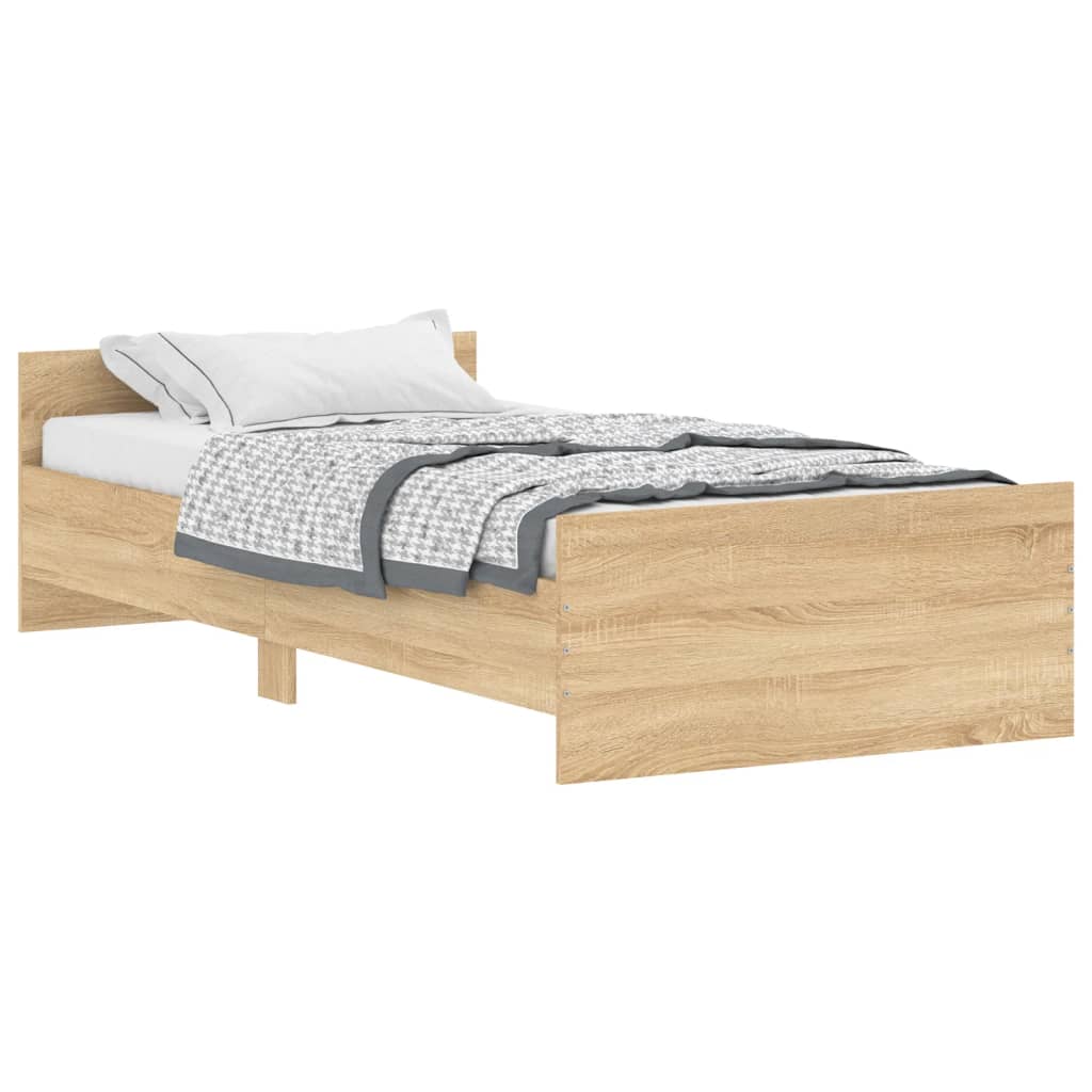 Bed Frame without Mattress Sonoma Oak 90x200 cm Engineered Wood