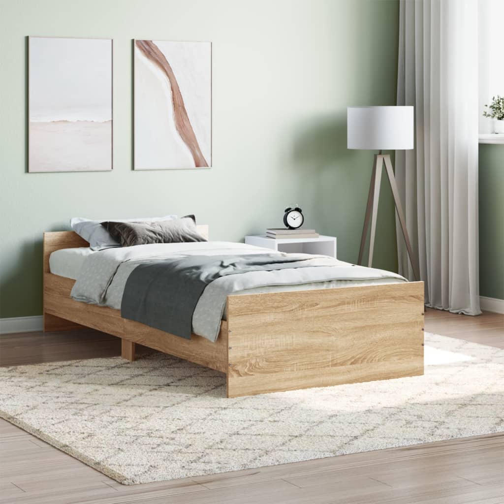 Bed Frame without Mattress Sonoma Oak 90x200 cm Engineered Wood