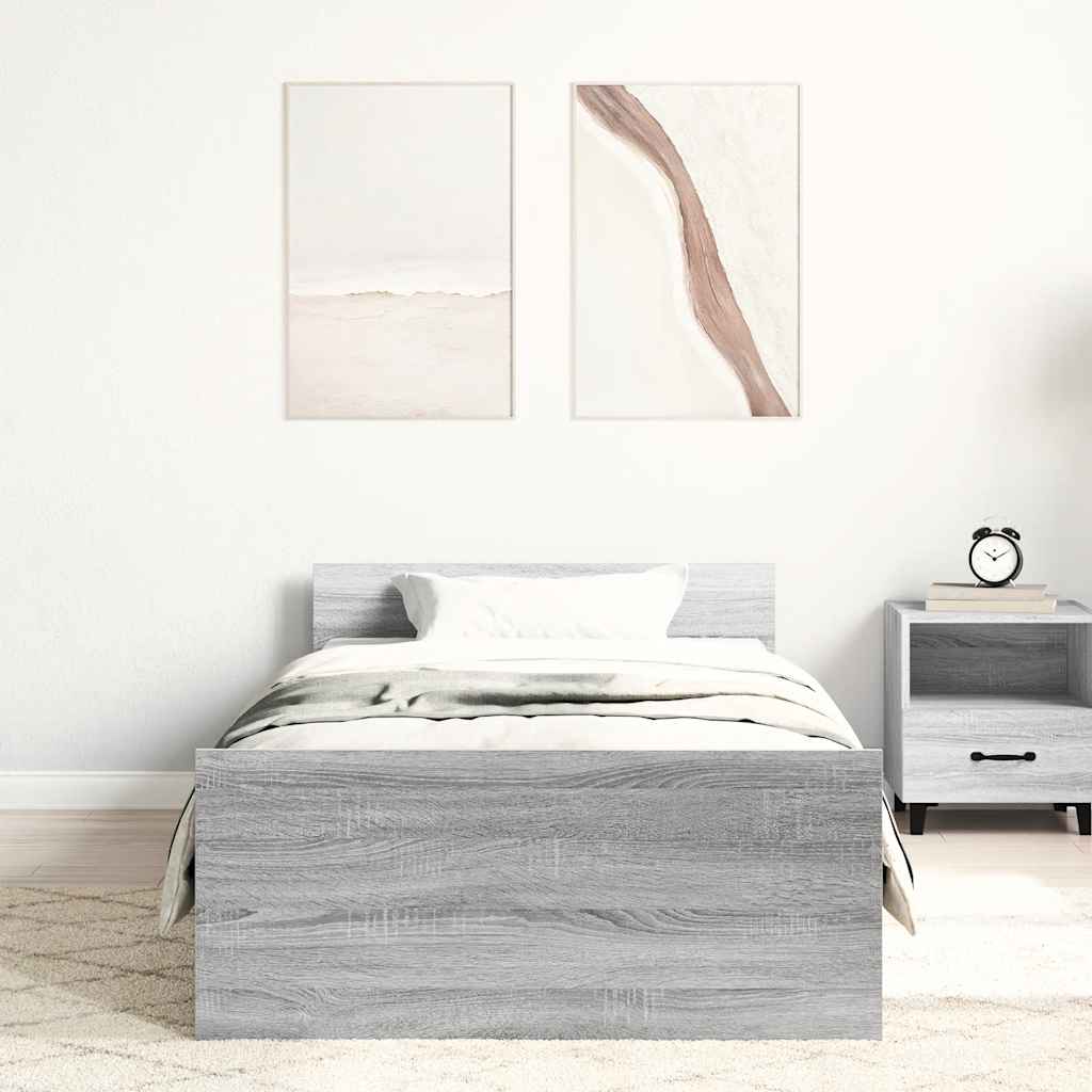 Bed Frame without Mattress Grey Sonoma 90x200 cm Engineered Wood