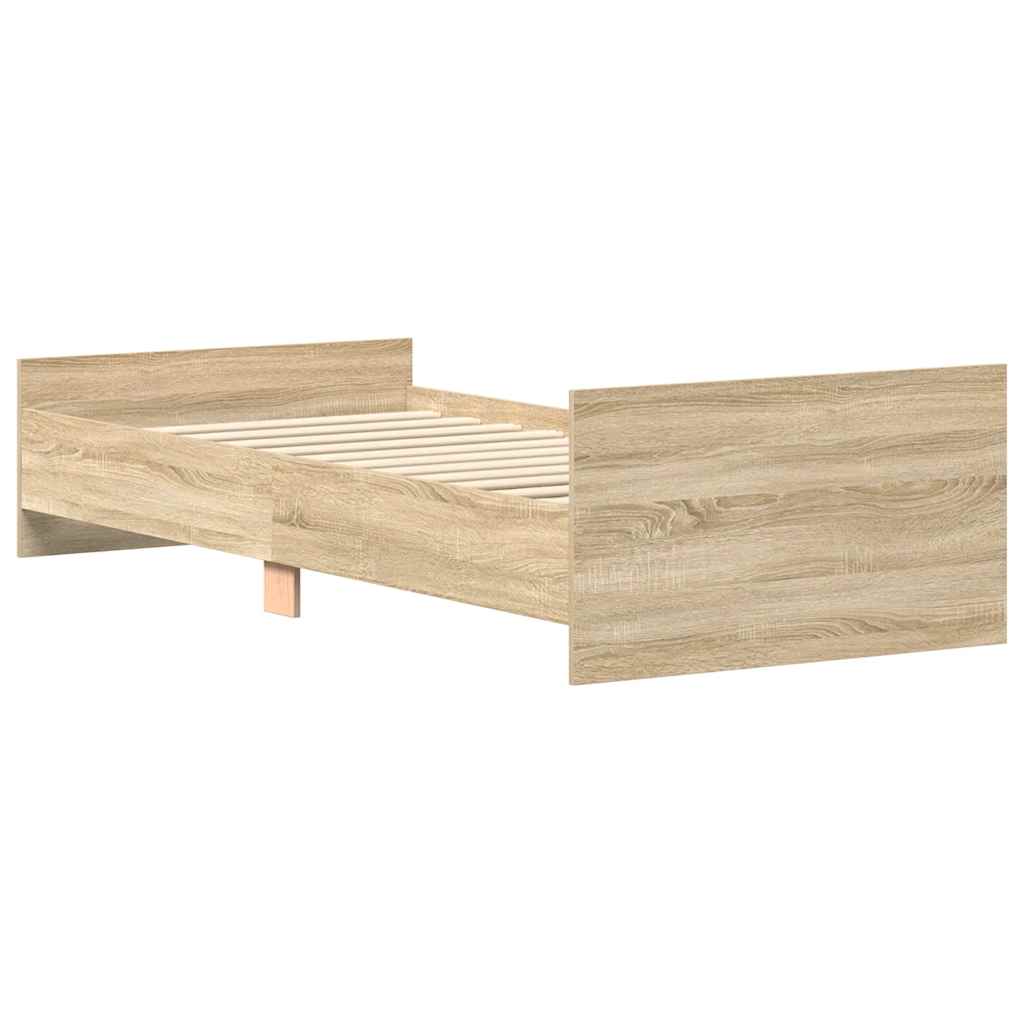 Bed Frame without Mattress Sonoma Oak 100x200 cm Engineered Wood