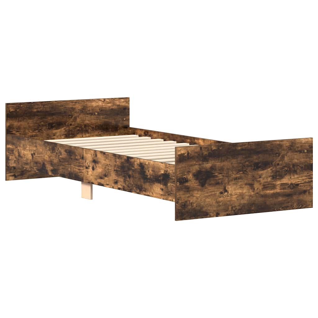 Bed Frame without Mattress Smoked Oak 100x200 cm Engineered Wood