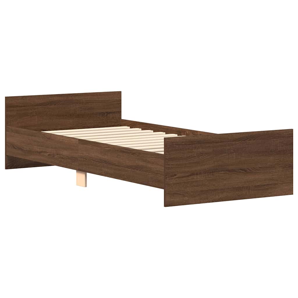 Bed Frame without Mattress Brown Oak 100x200 cm Engineered Wood