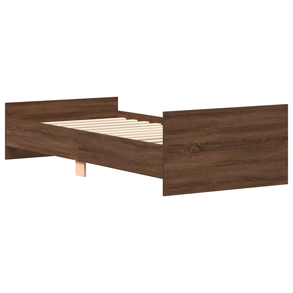 Bed Frame without Mattress Brown Oak 100x200 cm Engineered Wood