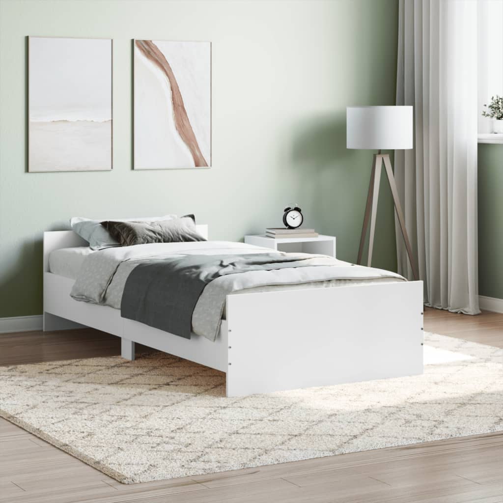 Modern Wooden Single Size 90cm Bed Frame Base With Headboard & Footboard