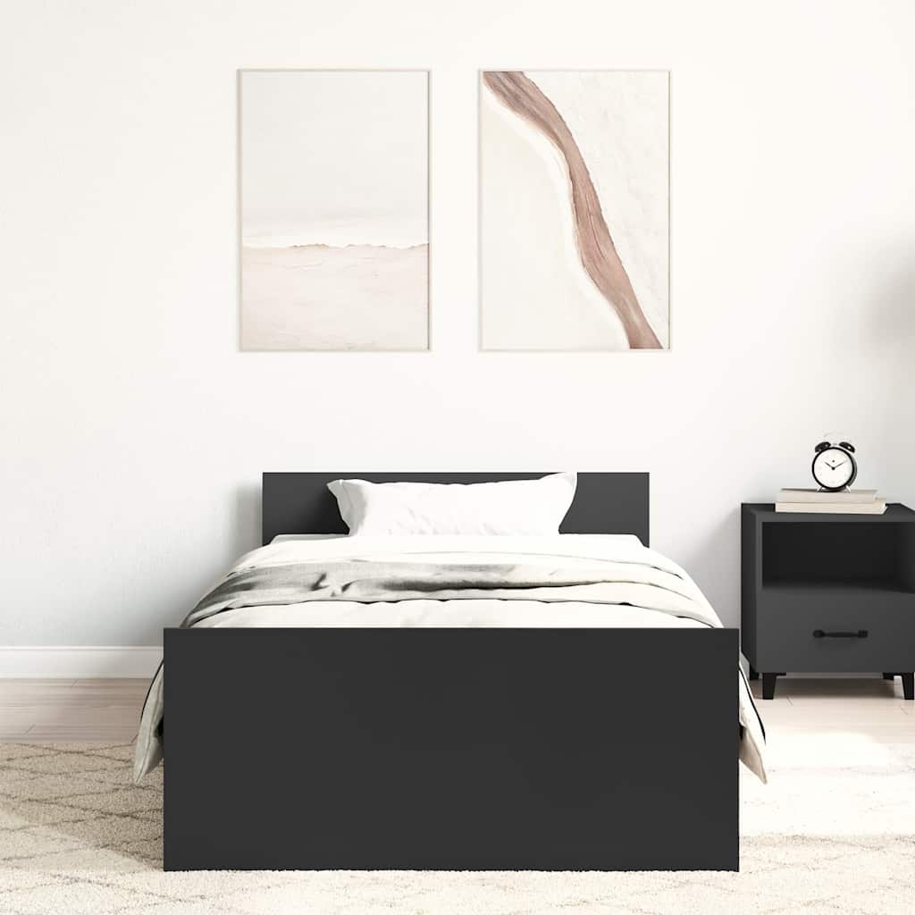 Modern Wooden Single Size 90cm Bed Frame Base With Headboard & Footboard