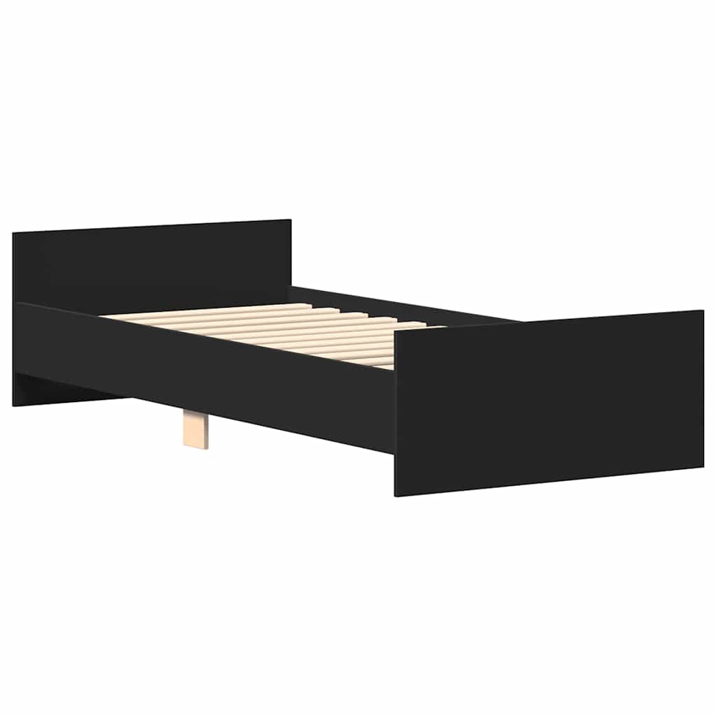 Bed Frame without Mattress Black 90x190 cm Single Engineered Wood