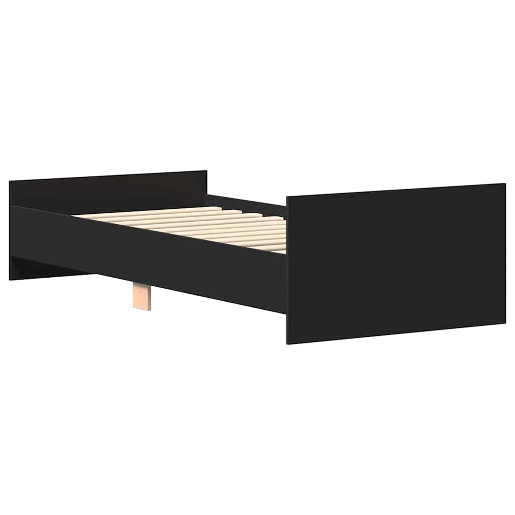 Bed Frame without Mattress Black 90x190 cm Single Engineered Wood