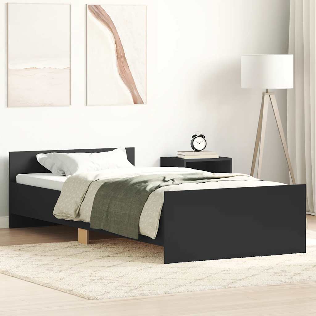 Bed Frame without Mattress Black 90x190 cm Single Engineered Wood