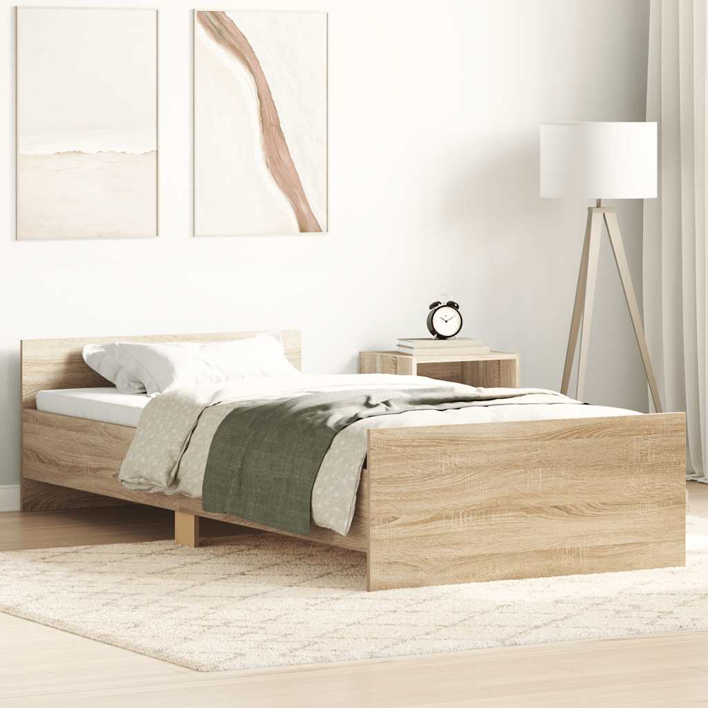 Modern Wooden Single Size 90cm Bed Frame Base With Headboard & Footboard