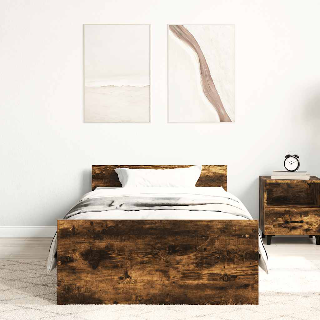 Modern Wooden Single Size 90cm Bed Frame Base With Headboard & Footboard