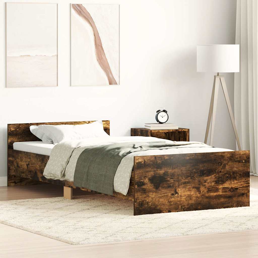 Modern Wooden Single Size 90cm Bed Frame Base With Headboard & Footboard
