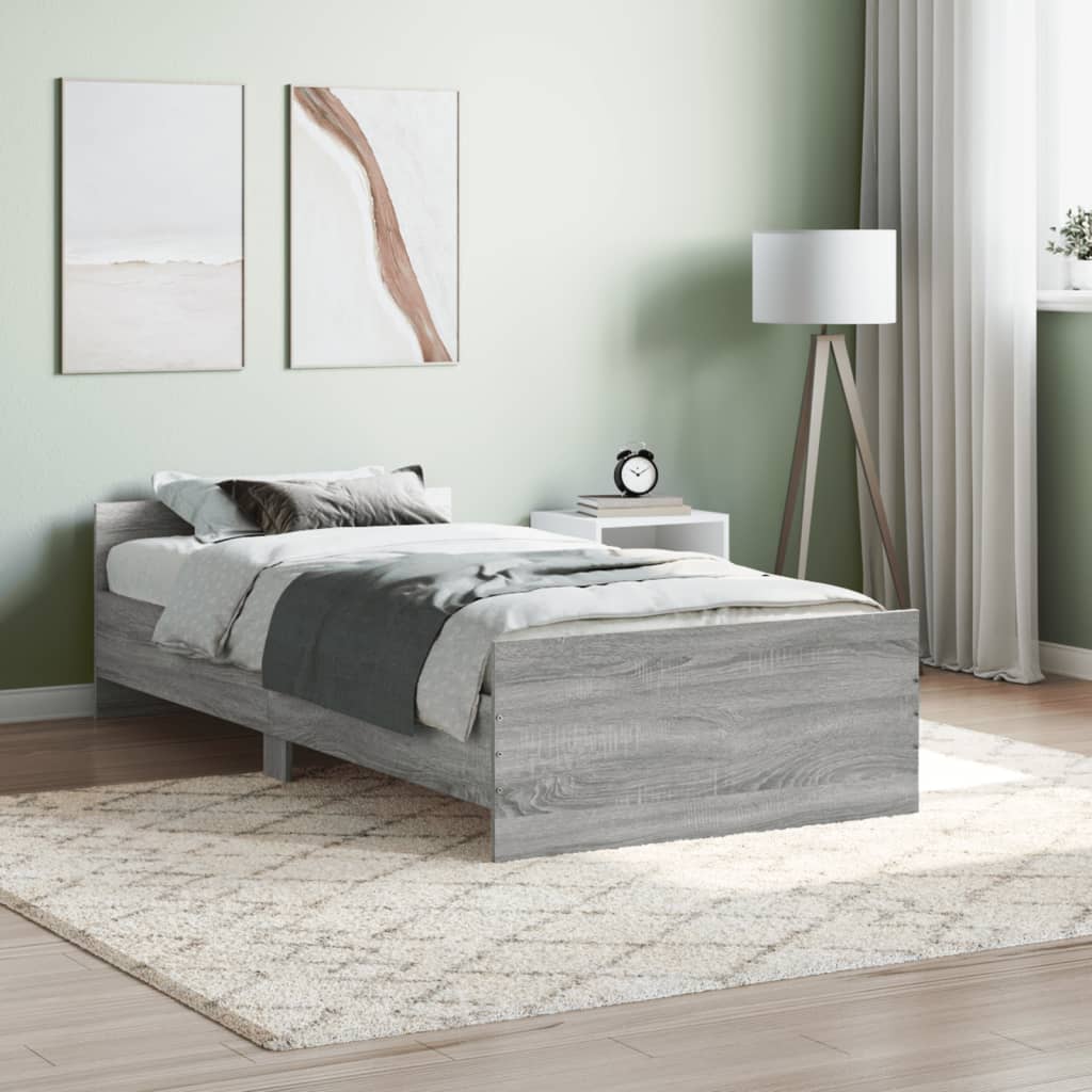 Modern Wooden Single Size 90cm Bed Frame Base With Headboard & Footboard