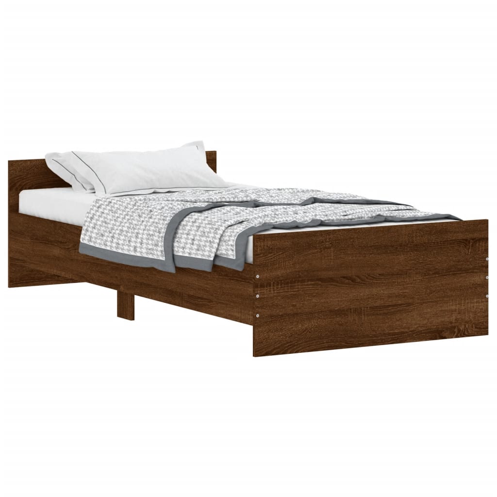 Modern Wooden Single Size 90cm Bed Frame Base With Headboard & Footboard