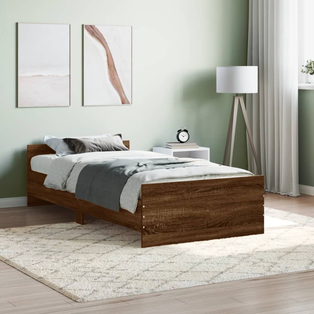 Modern Wooden Single Size 90cm Bed Frame Base With Headboard & Footboard
