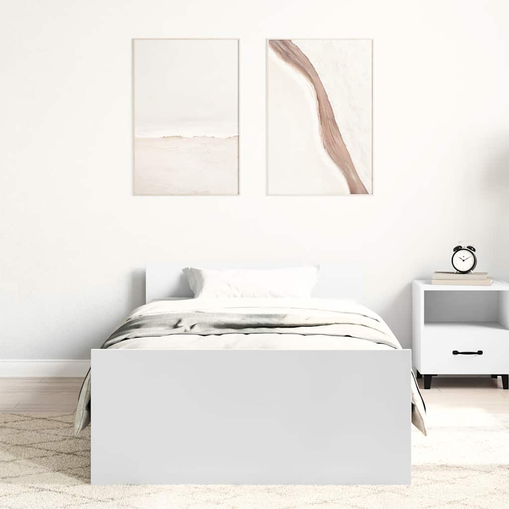 Bed Frame without Mattress White 75x190 cm Small Single  Engineered Wood