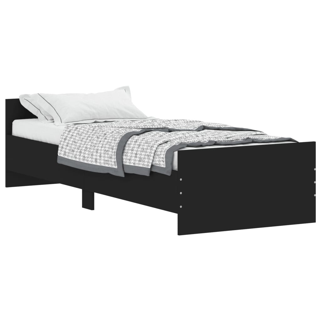 Bed Frame without Mattress Black 75x190 cm Small Single  Engineered Wood