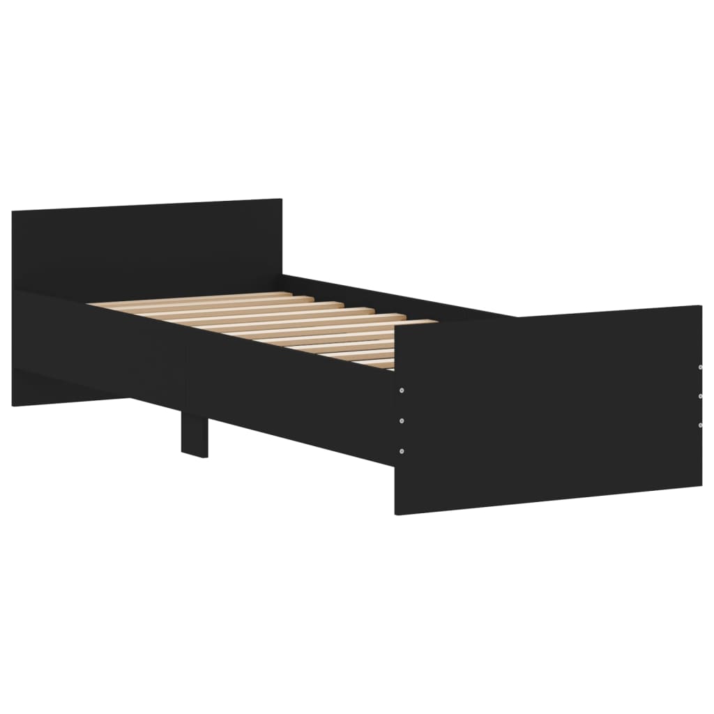 Bed Frame without Mattress Black 75x190 cm Small Single  Engineered Wood
