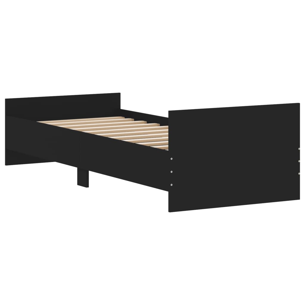 Bed Frame without Mattress Black 75x190 cm Small Single  Engineered Wood