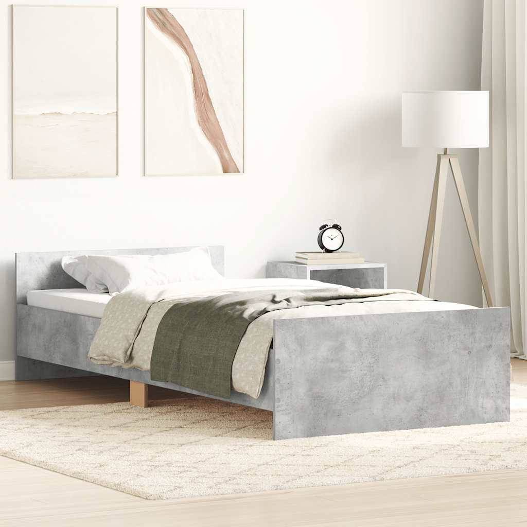 Bed Frame without Mattress Concrete Grey 75x190 cm Small Single