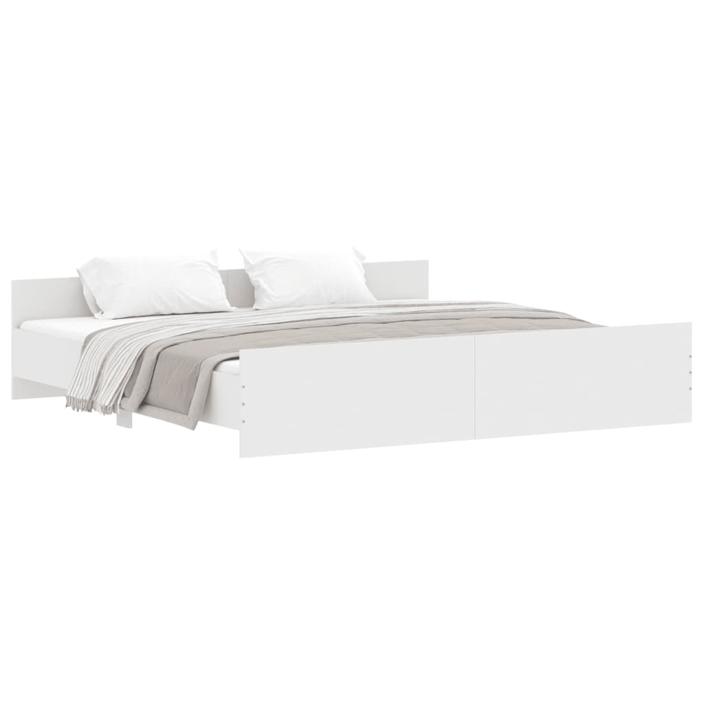 Modern Wooden Emperor Size 2m Bed Frame Base With Headboard & Footboard