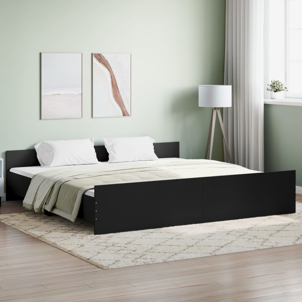 Modern Wooden Emperor Size 2m Bed Frame Base With Headboard & Footboard