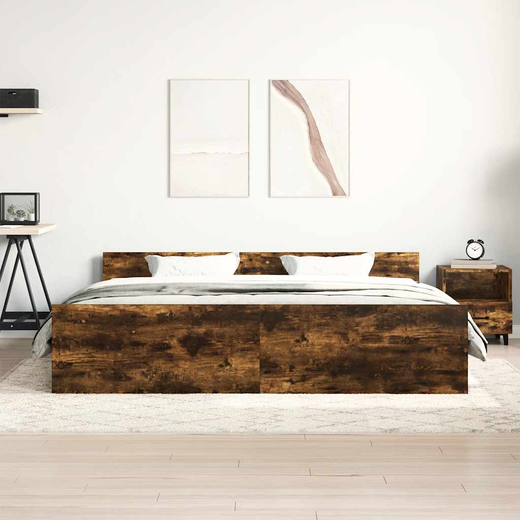 Modern Wooden Emperor Size 2m Bed Frame Base With Headboard & Footboard