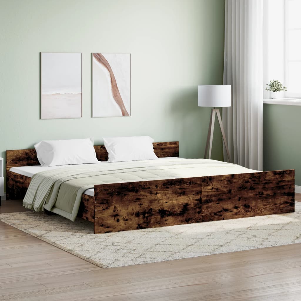 Modern Wooden Emperor Size 2m Bed Frame Base With Headboard & Footboard