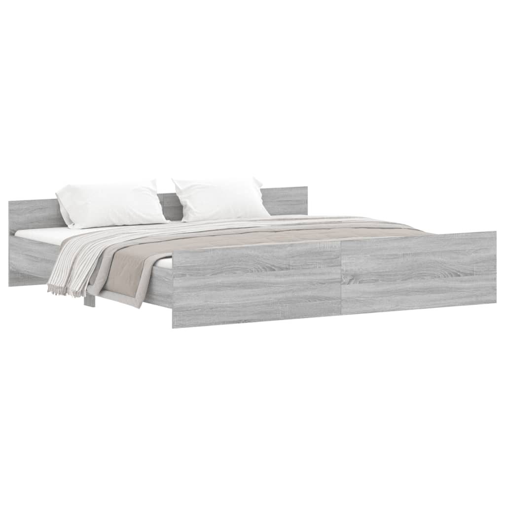 Modern Wooden Emperor Size 2m Bed Frame Base With Headboard & Footboard
