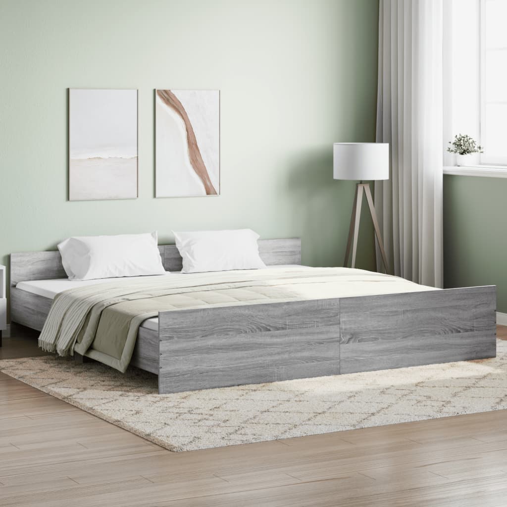 Modern Wooden Emperor Size 2m Bed Frame Base With Headboard & Footboard